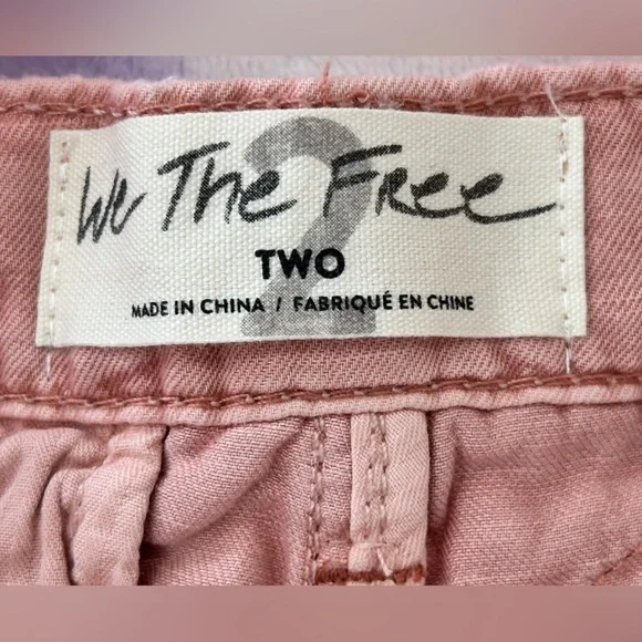 Free People Utility Harem Linen Bermuda Jean Shorts Bohemian Braided Rose Pink 2 - Picture 11 of 15